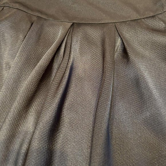 CACHE Womens Sz 6 BLACK PLEATED  Skirt Silky Stripe Full Swing EUC Belted - Picture 5 of 6